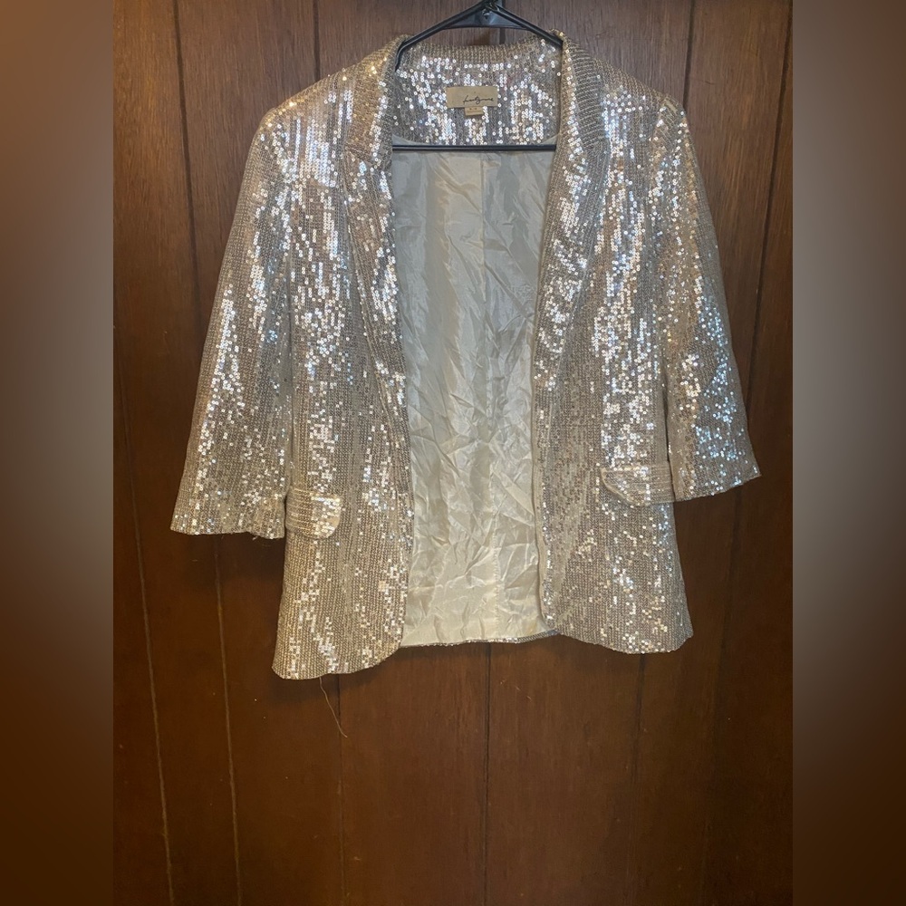 Forever 21 Sparkling Silver Sequin Jacket